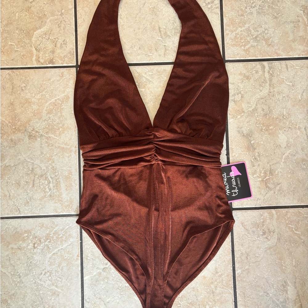 Brown Halter One-Piece